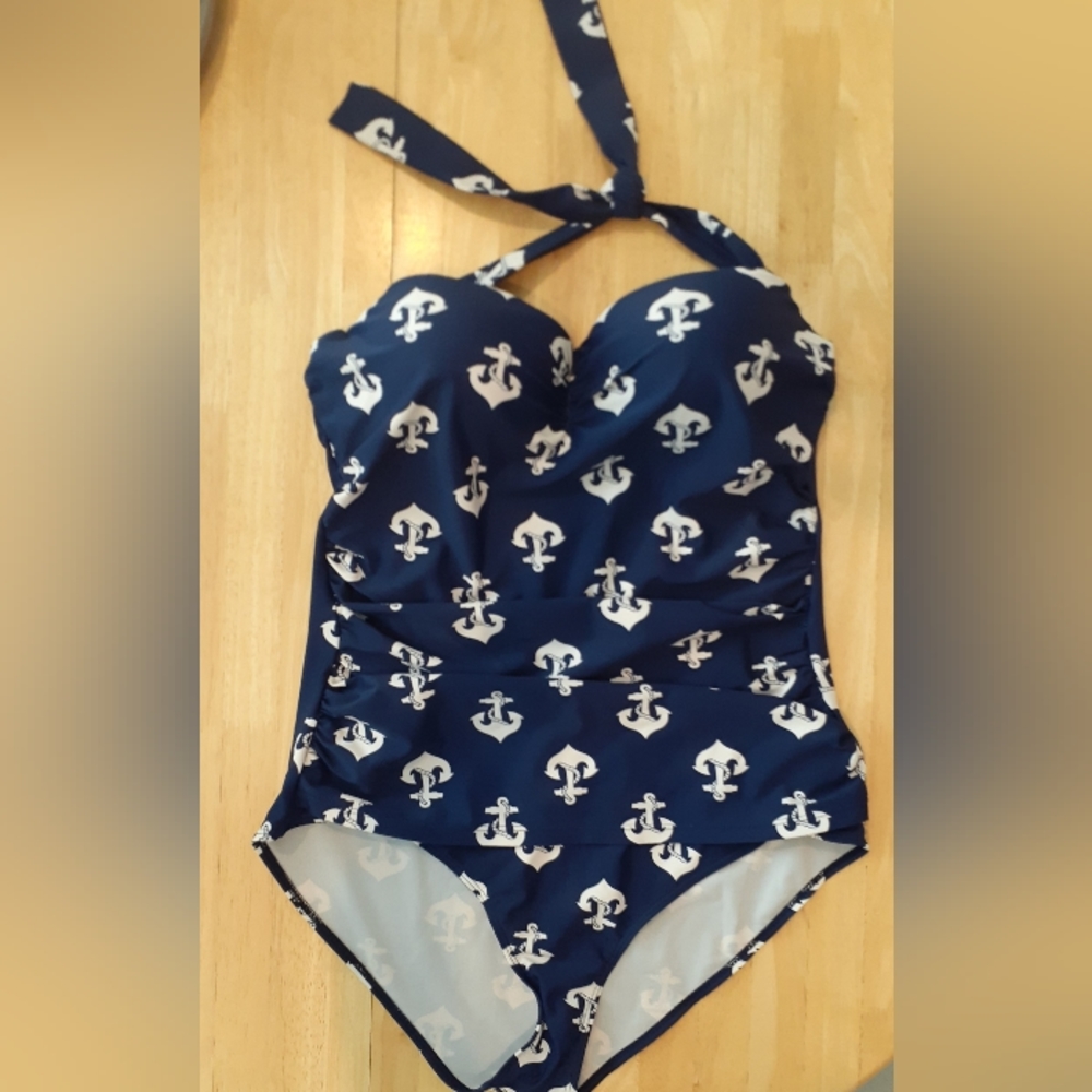 Navy Blue Nautical one piece suit, Size 16, good condition, only worn twice